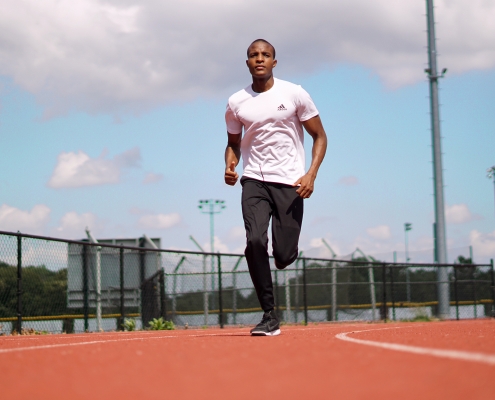 man running on a track